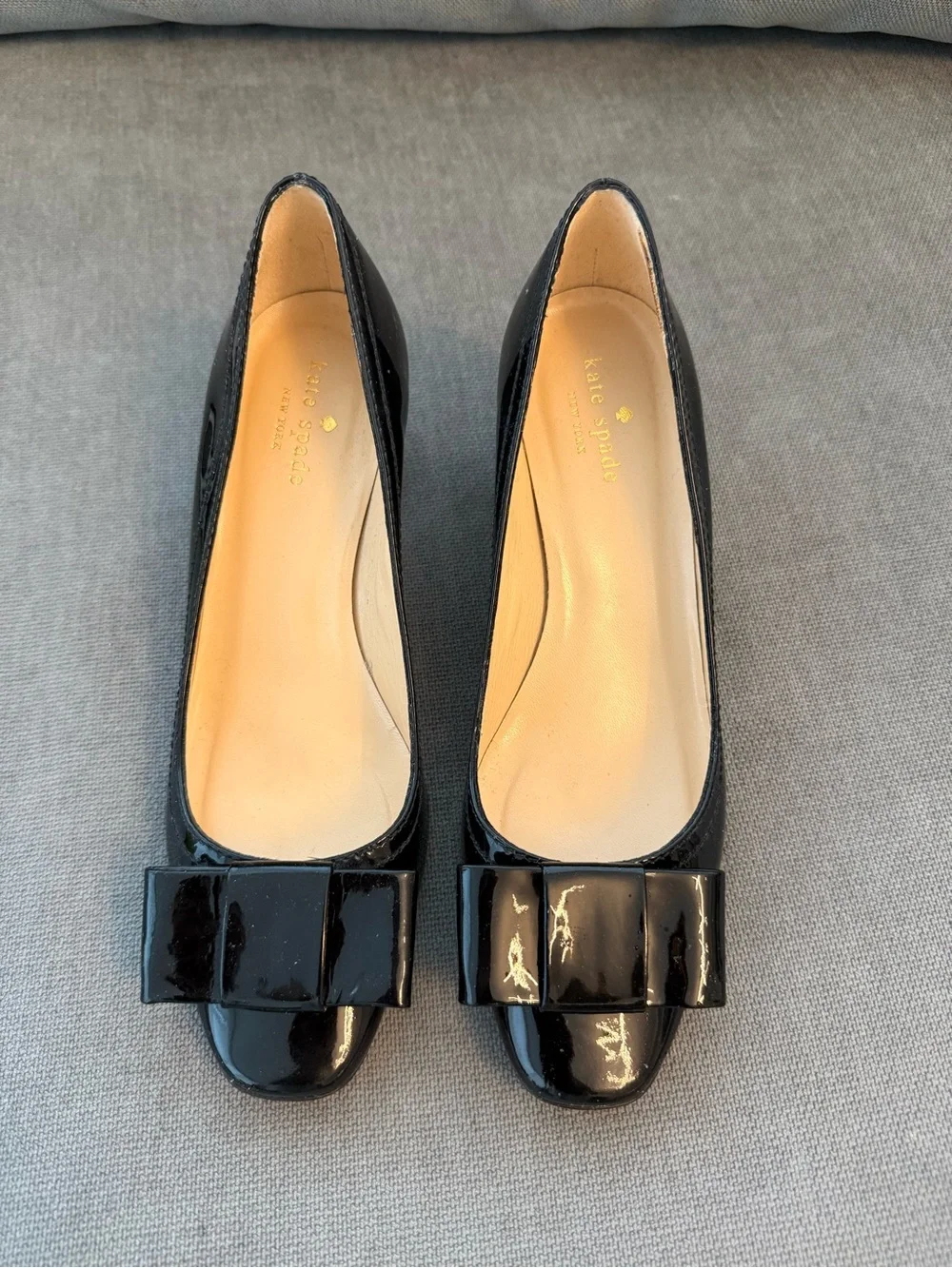 kate spade Black Patent Bow heels